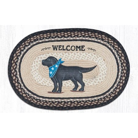 CAPITOL IMPORTING CO 20 x 30 in. Jute Oval Black Lab Patch 65-313BL